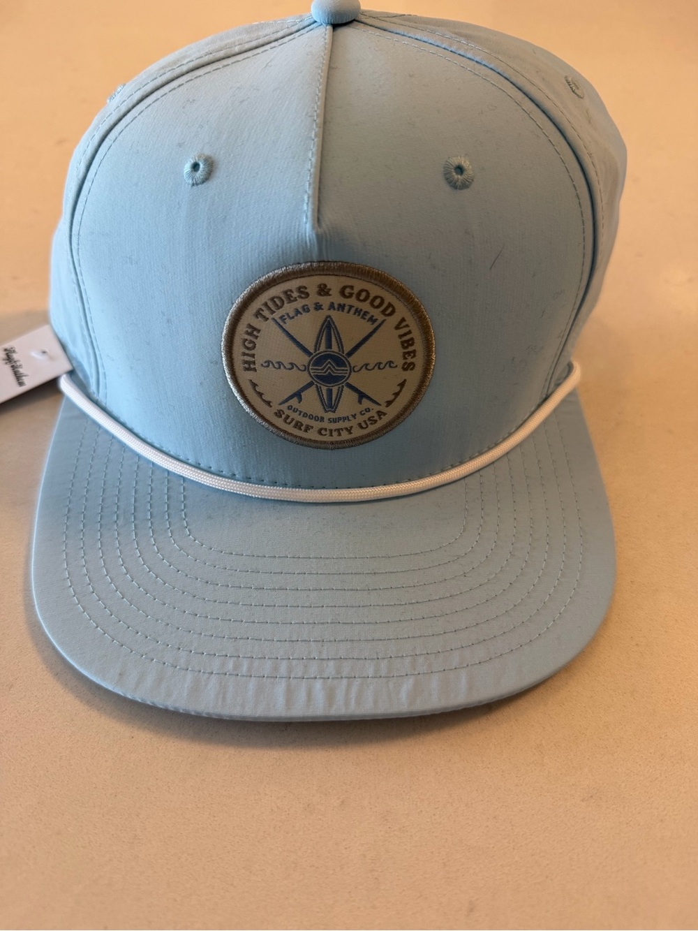 Flag & Anthem Blue Snapback Hat with Round Patch NWT